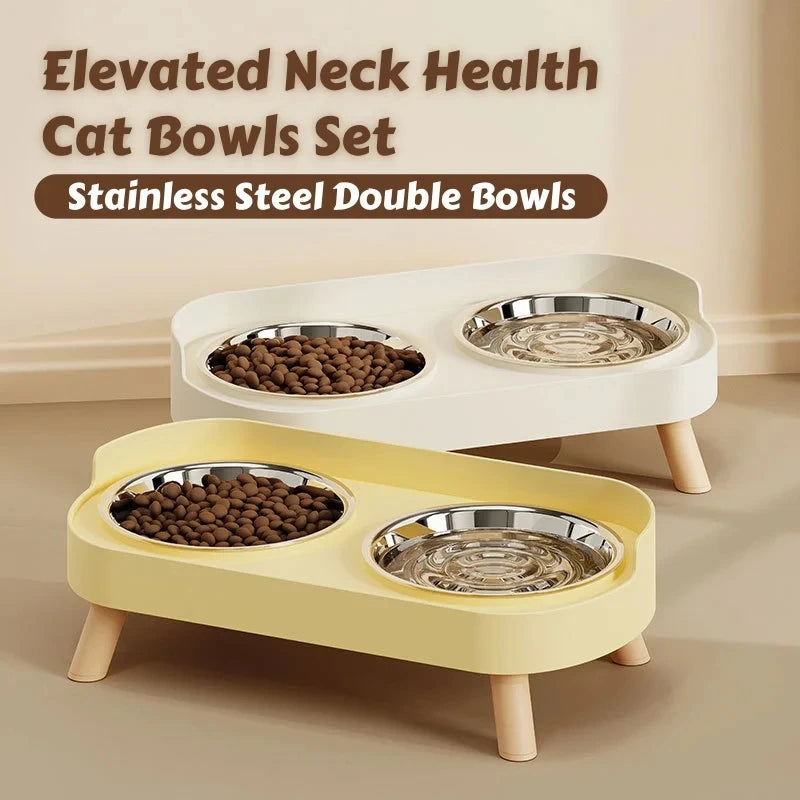 Elevated Double Dog Bowl Feeder with Colorful Stand