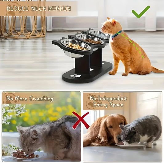 Elevated Stainless Steel Cat Bowl with Tilted Stand