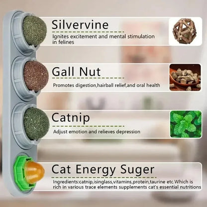 4 in 1 Rotating Catnip Silver Vine Ball