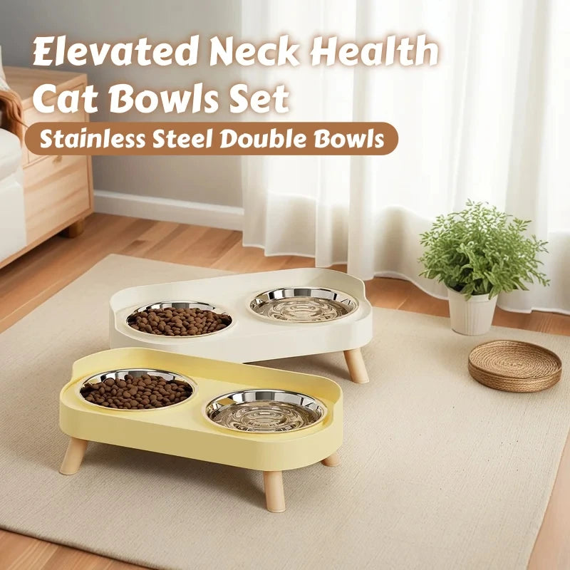 Elevated Double Dog Bowl Feeder with Colorful Stand