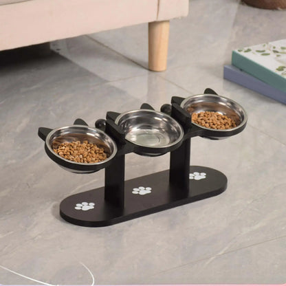 Elevated Stainless Steel Cat Bowl with Tilted Stand