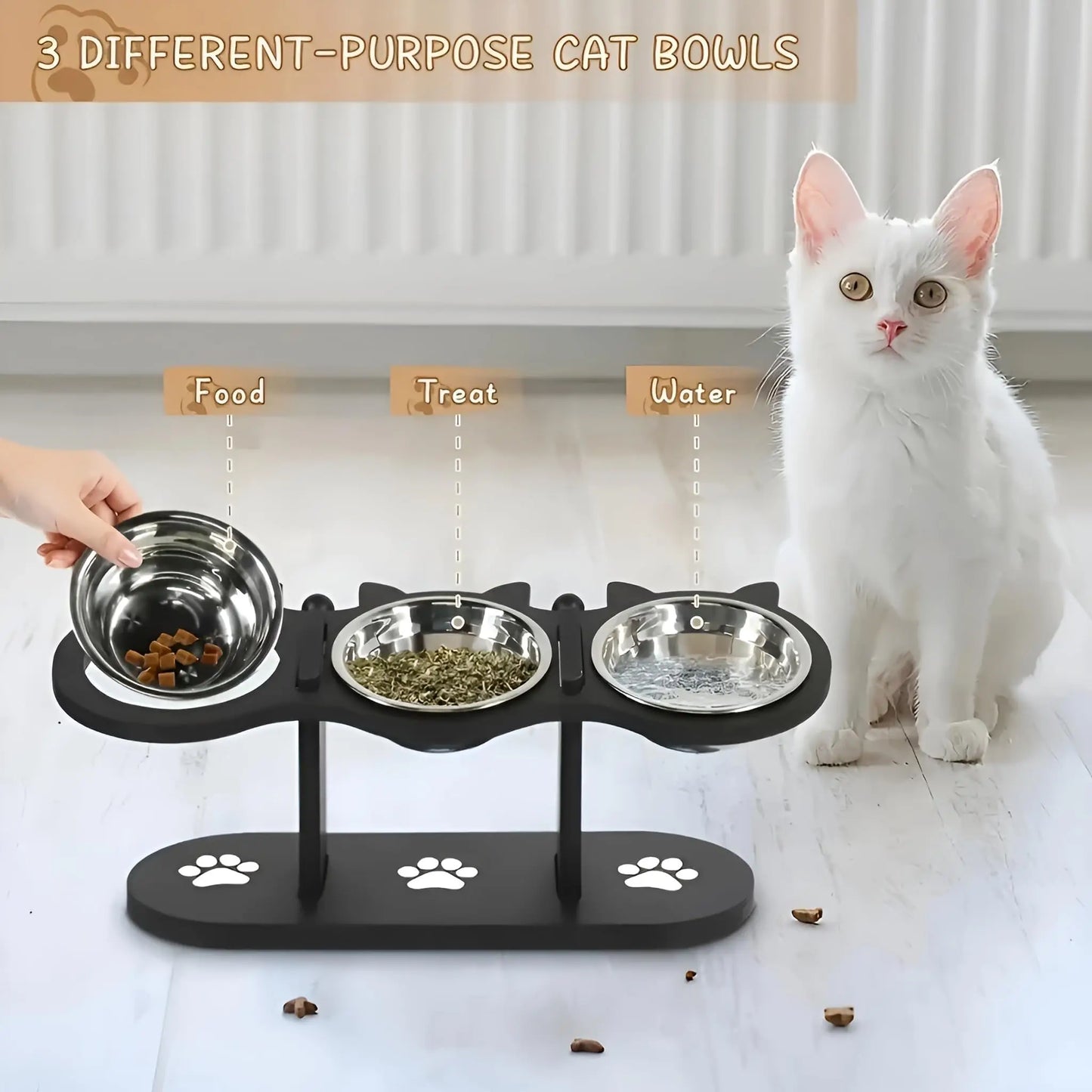 Elevated Stainless Steel Cat Bowl with Tilted Stand