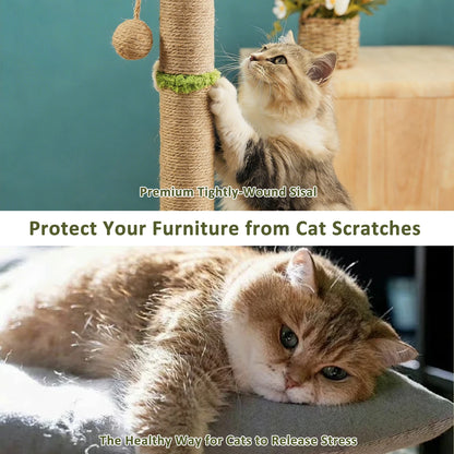 Tree Cat Scratching Post with Sisal and Hanging Toys