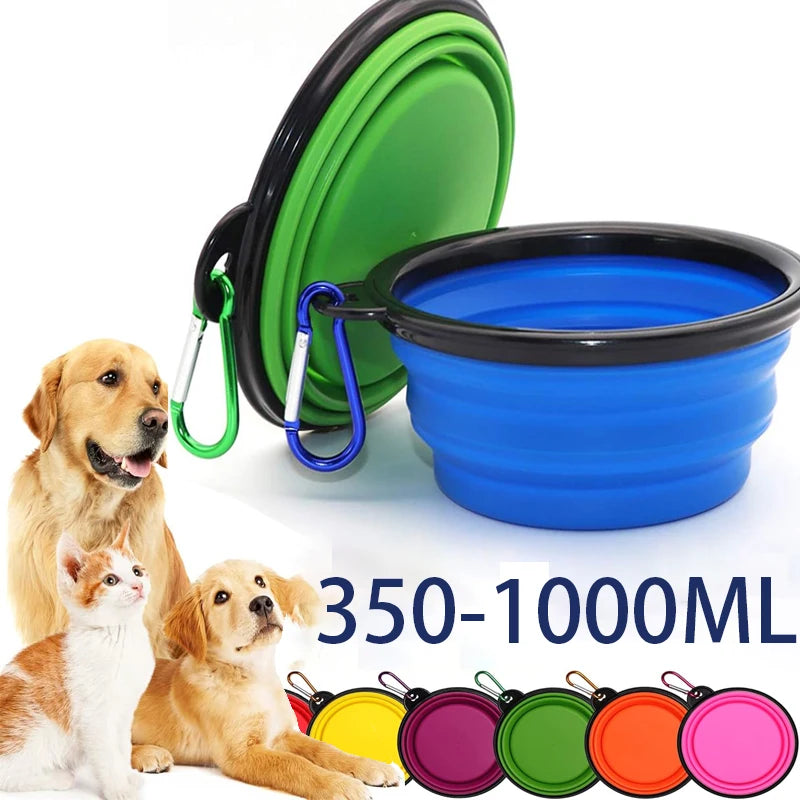 Collapsible Silicone Pet Travel Bowl with Carabiner
