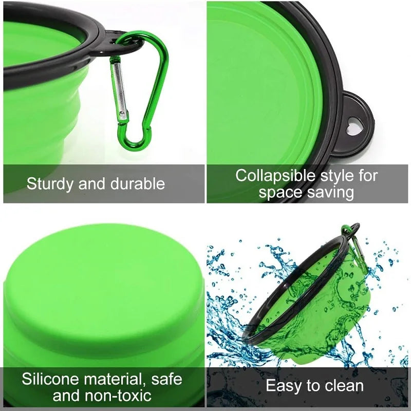 Collapsible Silicone Pet Travel Bowl with Carabiner