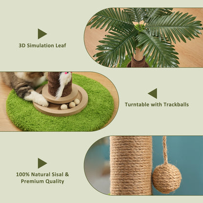 Tree Cat Scratching Post with Sisal and Hanging Toys
