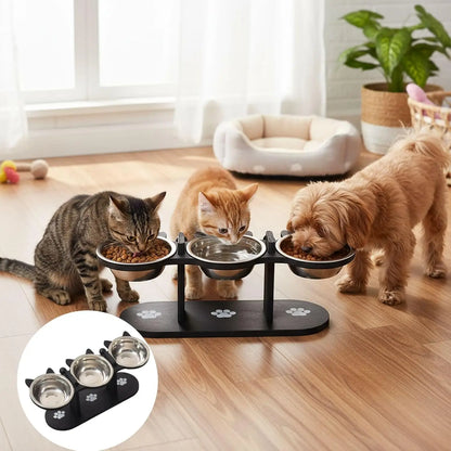 Elevated Stainless Steel Cat Bowl with Tilted Stand
