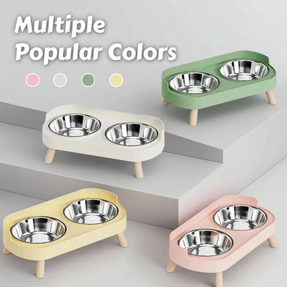 Elevated Double Dog Bowl Feeder with Colorful Stand