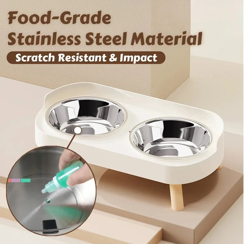 Elevated Double Dog Bowl Feeder with Colorful Stand